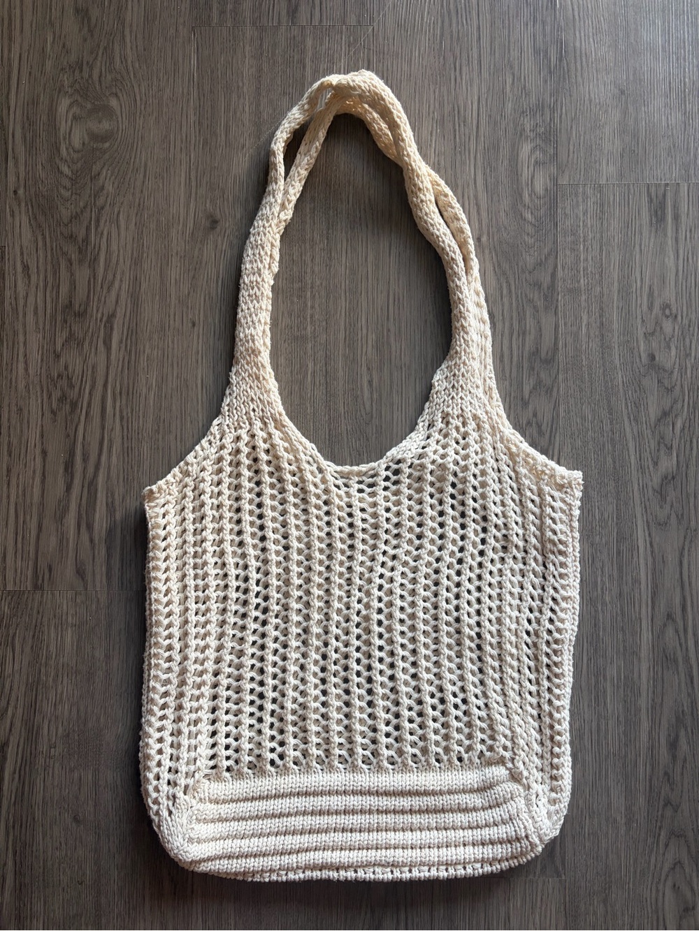 Cream Crochet Tote Bag